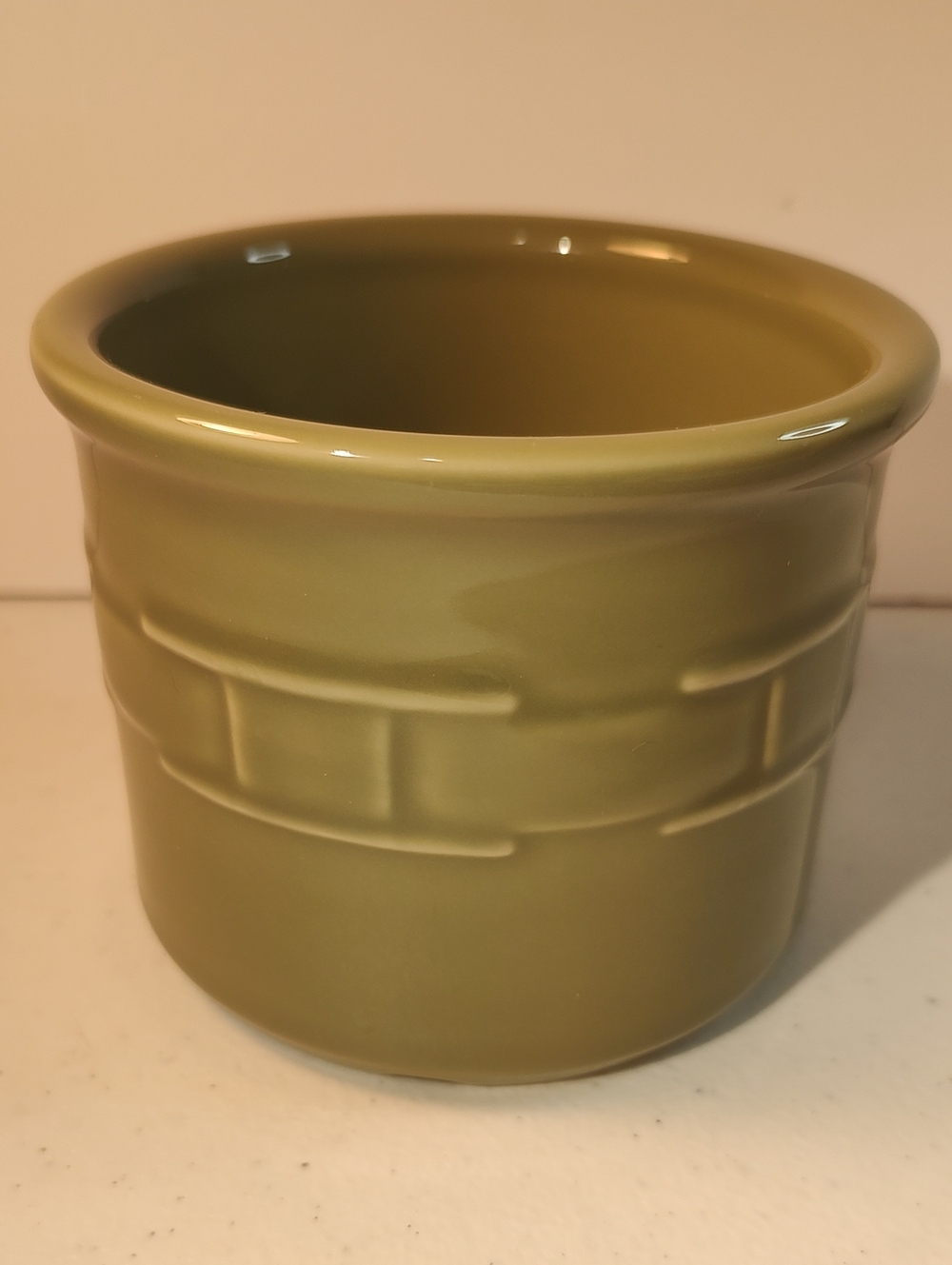Longaberger Pottery Sage/Green Crock Made In The USA Kitchen Tool Holder